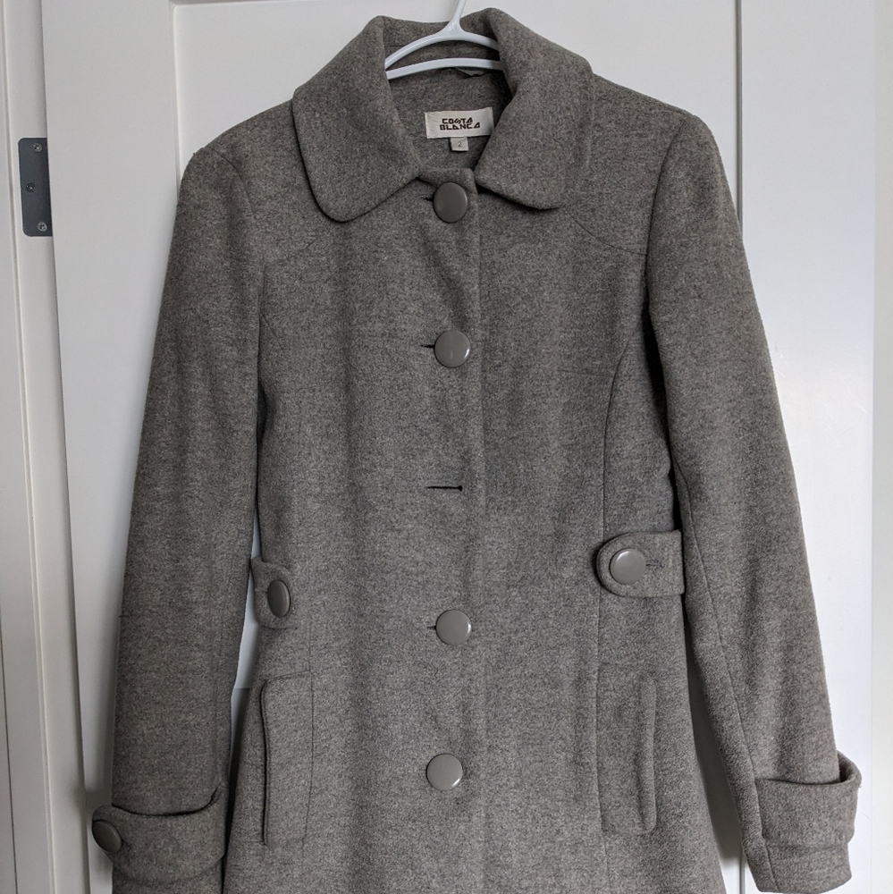 Grey wool blend coat